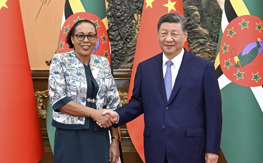 习近平会见多米尼克总统伯顿