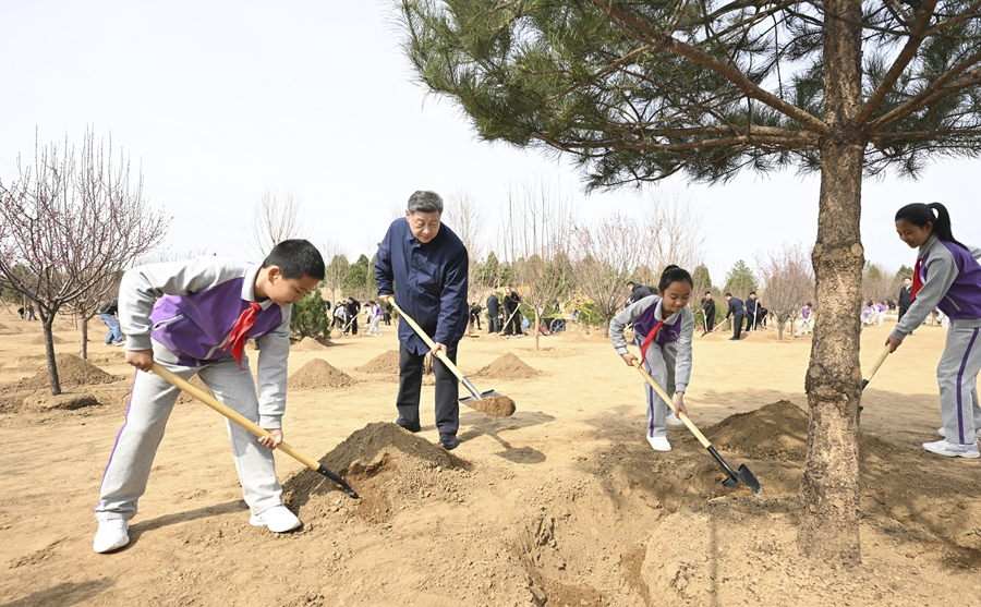 习近平在参加首都义务植树活动时强调 为山川大地增添锦绣 让中国式现代化底色更加亮丽